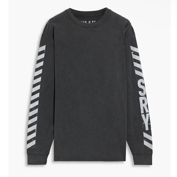 SER.O.YA Danny printed stretch cotton jersey top gray Long Sleeve Tee NWOT XS - Picture 1 of 11